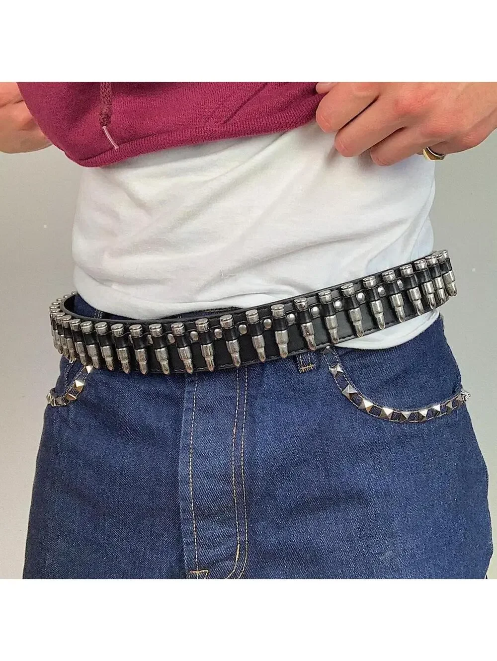 Cyber Grunge Bullet belt studded vintage y2k style. Cool grunge/punk look